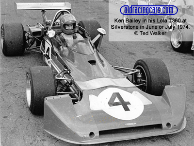 Ken Bailey in his Lola T360 at Silverstone in June or July 1974. Copyright Ted Walker 2019. Used with permission.