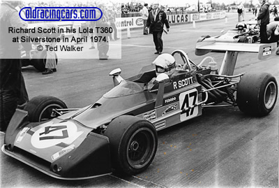 Richard Scott in his Lola T360 at Silverstone in April 1974. Copyright Ted Walker 2019. Used with permission.