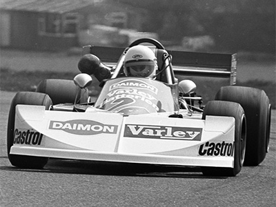 Willi Deutsch in his Daimon-Varley March 762 at Thruxton in April 1976. Copyright Ted Walker 2025. Used with permission. Willi Deutsch in his Daimon-Varley March 762 at Thruxton in April 1976. Copyright Ted Walker 2025. Used with permission.