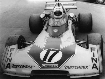 Mike Hailwood in his Matchbox Surtees TS15 at Mallory in March 1973. Copyright Ted Walker 2020. Used with permission.