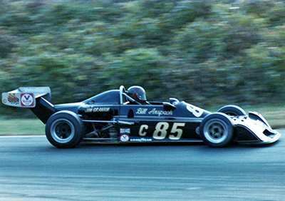 Bill Anspach in his Chevron B34 winning the Formula C class at the SCCA Runoffs in 1977. Copyright Peter Viccary (<a href='http://www.gladiatorroadracing.ca/' target='_blank'>gladiatorroadracing.ca</a>) 2021. Used with permission.