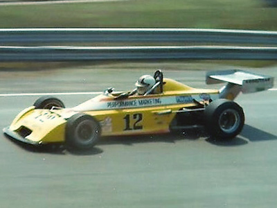 Wink Bancroft in his Performance Marketing Chevron B34 at Mosport Park in August 1976. Copyright Peter Viccary (<a href='http://www.gladiatorroadracing.ca/' target='_blank'>gladiatorroadracing.ca</a>) 2021. Used with permission.