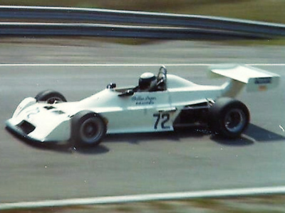 Gilles Léger in his Chevron B34 at Mosport Park in August 1976. Copyright Peter Viccary (<a href='http://www.gladiatorroadracing.ca/' target='_blank'>gladiatorroadracing.ca</a>) 2021. Used with permission.