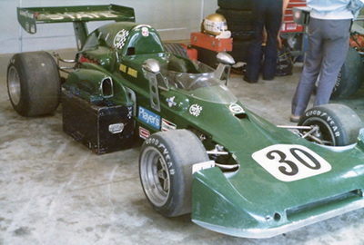 Robert Joubert's Lola T350, wearing the nose from Dave Walker's T360, at Mosport Park in 1975. Copyright Peter Viccary (<a href='http://www.gladiatorroadracing.ca/' target='_blank'>gladiatorroadracing.ca</a>) 2021. Used with permission.