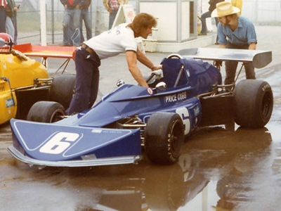 Price Cobb's March 75B at Mosport Park in 1975. Copyright Peter Viccary (<a href='http://www.gladiatorroadracing.ca/' target='_blank'>gladiatorroadracing.ca</a>) 2021. Used with permission.