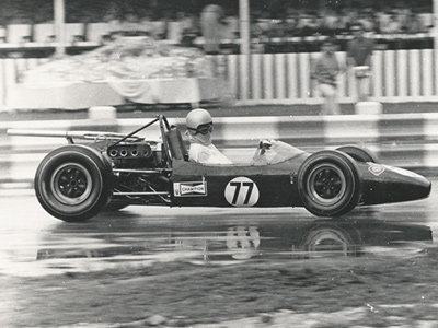 Captain Mike Heathcote in his Brabham, seen here with Ford twin cam engine and probably running in the Singapore Grand Prix in 1967. Copyright Simon Ham 2013. Used with permission.