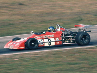 Ronnie Peterson in the front-radiator works STP March 722 at Hockenheim in October 1972. Copyright Walter C Harbers III 2021. Used with permission.