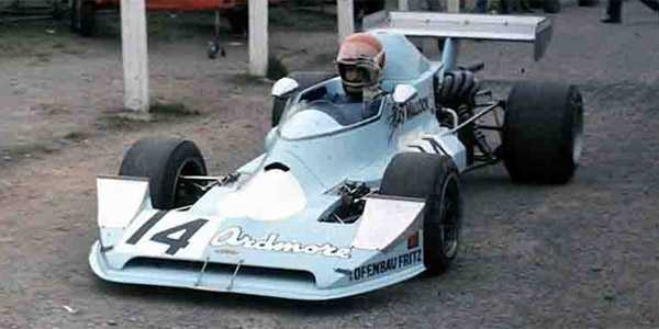 Ray Mallock in the Lola T450 at its debut race, at Mallory Park in March 1976. Copyright Rich Harman 2009. Used with permission.