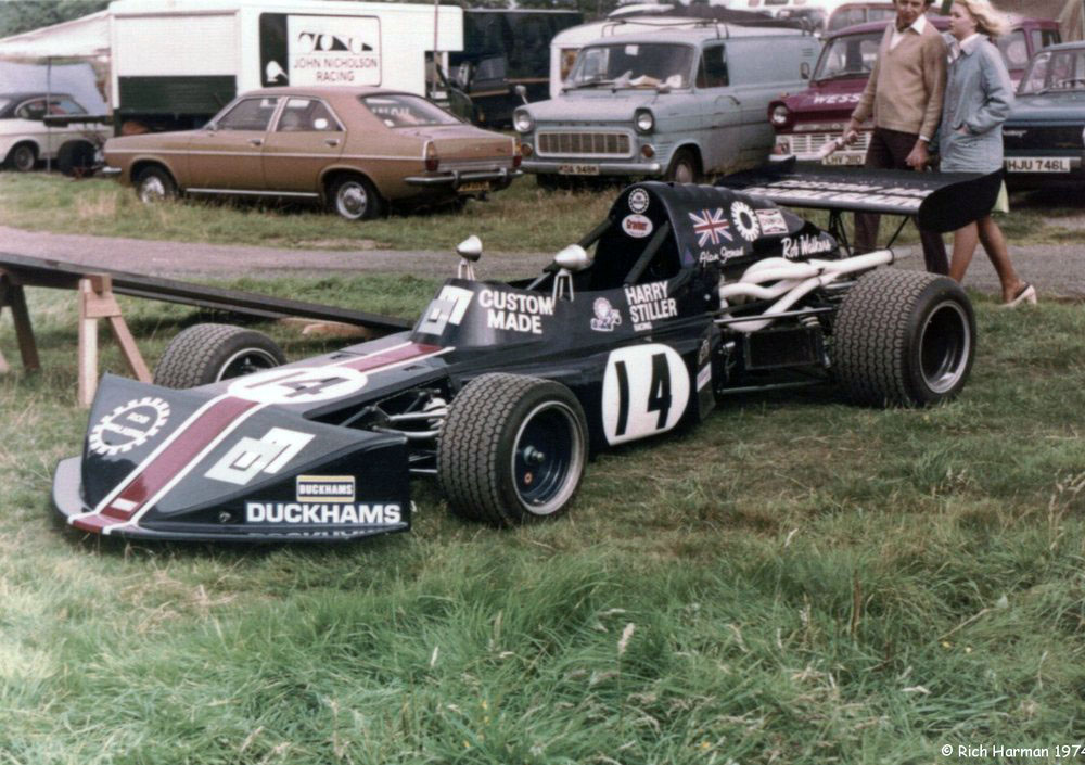 The Custom Made/Harry Stiller March 74B of Alan Jones in the Mallory Park paddock in August 1974. Copyright Rich Harman 2009. Used with permission. The Custom Made/Harry Stiller March 74B of Alan Jones in the Mallory Park paddock in August 1974. Copyright Rich Harman 2009. Used with permission.