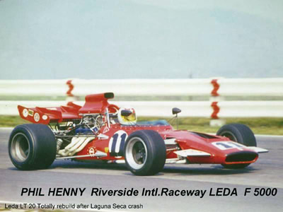 Phil Henny's Leda LT20 after it had been rebuilt with LT22 rear suspension following a crash at Laguna Seca in 1971. Copyright Phil Henny 2003. Used with permission.