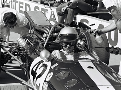 Richie Ginther in the #42 Eagle at Indianapolis in 1967 before the car was sold to Friedkin Enterprises. Part of the Dave Friedman collection. Licenced by The Henry Ford under Creative Commons licence Attribution-NonCommercial-NoDerivs 2.0 Generic. Original image has been cropped. Richie Ginther in the #42 Eagle at Indianapolis in 1967 before the car was sold to Friedkin Enterprises. Part of the Dave Friedman collection. Licenced by The Henry Ford under Creative Commons licence Attribution-NonCommercial-NoDerivs 2.0 Generic. Original image has been cropped.