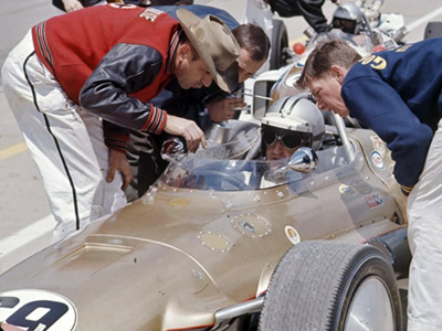 Denny Hulme in Smokey Yunick's new 1967 Eagle at Indianapolis. Part of the Dave Friedman collection. Licenced by The Henry Ford under Creative Commons licence Attribution-NonCommercial-NoDerivs 2.0 Generic. Original image has been cropped.