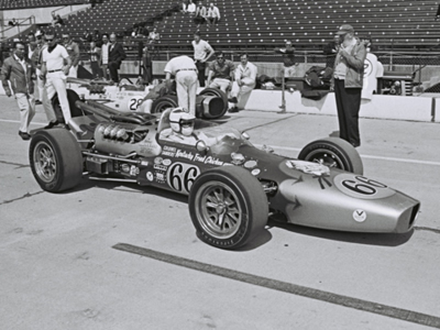 Johnny Boyd in George Harm's #66 KFC Gerhardt in practice for at the 1967 Indy 500. Part of the Dave Friedman collection. Licenced by The Henry Ford under Creative Commons licence Attribution-NonCommercial-NoDerivs 2.0 Generic. Original image has been cropped. Johnny Boyd in George Harm's #66 KFC Gerhardt in practice for at the 1967 Indy 500. Part of the Dave Friedman collection. Licenced by The Henry Ford under Creative Commons licence Attribution-NonCommercial-NoDerivs 2.0 Generic. Original image has been cropped.