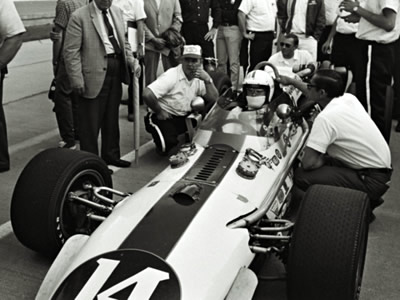 The #14 Caves Buick Gerhardt-Offy turbo is readied for the 1969 Indy 500. Part of the Dave Friedman collection. Licenced by The Henry Ford under Creative Commons licence Attribution-NonCommercial-NoDerivs 2.0 Generic. Original image has been cropped. The #14 Caves Buick Gerhardt-Offy turbo is readied for the 1969 Indy 500. Part of the Dave Friedman collection. Licenced by The Henry Ford under Creative Commons licence Attribution-NonCommercial-NoDerivs 2.0 Generic. Original image has been cropped.