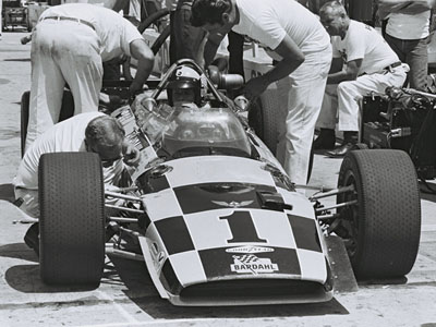 Bobby Unser in the Lola T152 at Indianapolis in 1969. Licenced by The Henry Ford under Creative Commons licence Attribution-NonCommercial-NoDerivs 2.0 Generic. Original image has been cropped. Bobby Unser in the Lola T152 at Indianapolis in 1969. Licenced by The Henry Ford under Creative Commons licence Attribution-NonCommercial-NoDerivs 2.0 Generic. Original image has been cropped.