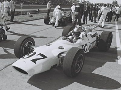 Parnelli Jones tried Agajanian's Lola T80 in practice for the 1965 Indy 500 but preferred his Lotus 34.  Part of the Dave Friedman collection. Licenced by The Henry Ford under Creative Commons licence Attribution-NonCommercial-NoDerivs 2.0 Generic. Original image has been cropped.