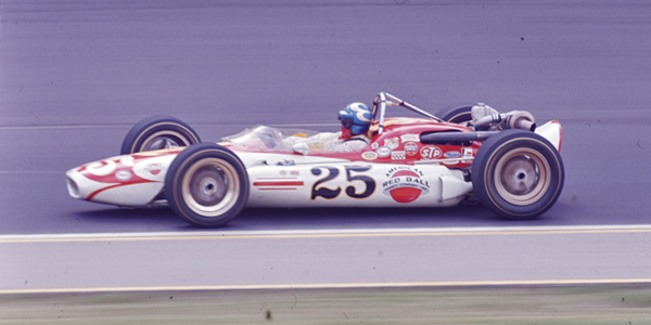 Lloyd Ruby at speed in his Gene White Mongoose at the 1967 Indy 500. Part of the Dave Friedman collection. Licenced by The Henry Ford under Creative Commons licence Attribution-NonCommercial-NoDerivs 2.0 Generic. Original image has been cropped.