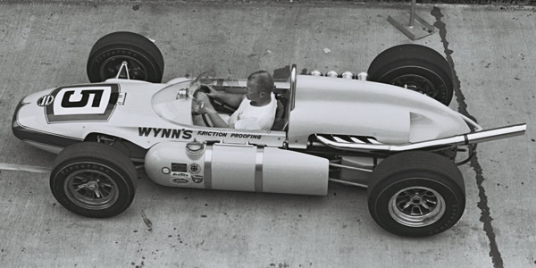 The 1964 Offenhauser-engined Watson of Don Branson is towed to the track.  Part of the Dave Friedman collection. Licenced by The Henry Ford under Creative Commons licence Attribution-NonCommercial-NoDerivs 2.0 Generic. Original image has been cropped.