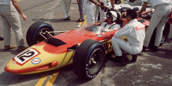 The ex-Ward 1965 Watson-Ford at Phoenix in early 1966 where it was driven by Johnny Rutherford.  Part of the Dave Friedman collection. Licenced by The Henry Ford under Creative Commons licence Attribution-NonCommercial-NoDerivs 2.0 Generic. Original image has been cropped.