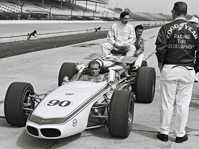 The 1967 Watson being manoeuvered at the Speedway in 1967. Part of the Dave Friedman collection. Licenced by The Henry Ford under Creative Commons licence Attribution-NonCommercial-NoDerivs 2.0 Generic. Original image has been cropped. The 1967 Watson being manoeuvered at the Speedway in 1967. Part of the Dave Friedman collection. Licenced by The Henry Ford under Creative Commons licence Attribution-NonCommercial-NoDerivs 2.0 Generic. Original image has been cropped.