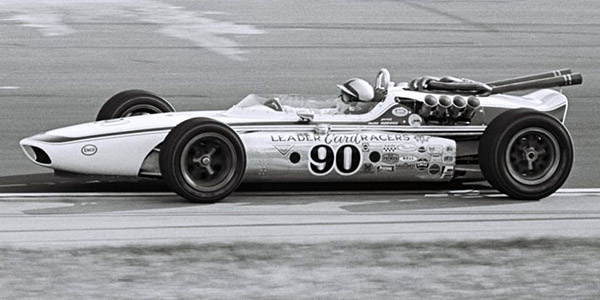 Formula 1 star Pedro Rodriguez in the 1967 Watson at that year's Indianapolis 500. Licenced by The Henry Ford under Creative Commons licence Attribution-NonCommercial-NoDerivs 2.0 Generic. Original image has been cropped.