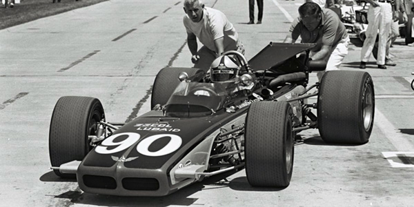 Mike Mosley in the 1969 Watson at the 1969 Indy 500.  Part of the Dave Friedman collection. Licenced by The Henry Ford under Creative Commons licence Attribution-NonCommercial-NoDerivs 2.0 Generic. Original image has been cropped.