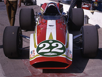 Wally Dallenbach's 1967 Hopkins Eagle at the 1969 Indy 500.  Copyright Indianapolis Motor Speedway. Copyright permissions granted for non-commercial use by Indianapolis Motor Speedway.
