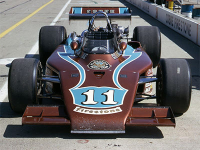 Pancho Carter's #11 Fletcher Cobre Eagle at the 1974 Indy 500.  Copyright Indianapolis Motor Speedway. Copyright permissions granted for non-commercial use by Indianapolis Motor Speedway.