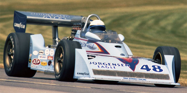 Pancho Carter in the new 1977 Jorgensen Eagle at the 1977 Indy 500.  Copyright Indianapolis Motor Speedway. Copyright permissions granted for non-commercial use by Indianapolis Motor Speedway.