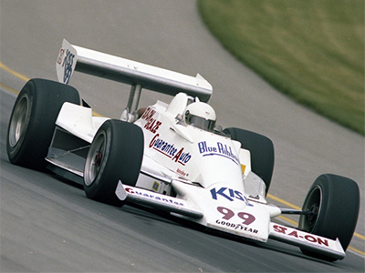 Hurley Haywood in the #99 Hopkins Lightning during practice for the 1980 Indy 500.  Copyright Indianapolis Motor Speedway. Copyright permissions granted for non-commercial use by Indianapolis Motor Speedway.