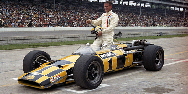 Bobby Unser in the Leader Card Lola T152 after qualifying for the 1969 Indy 500/.  Copyright Indianapolis Motor Speedway. Copyright permissions granted for non-commercial use by Indianapolis Motor Speedway.