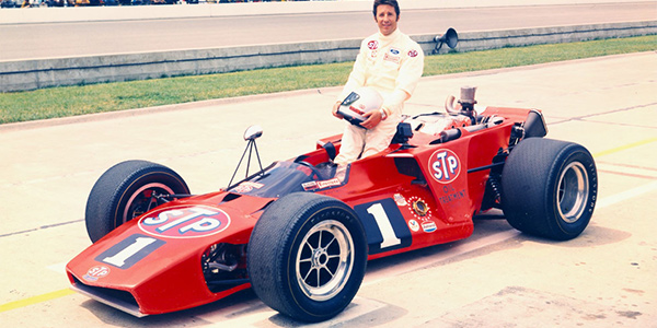 Mario Andretti after qualifying his #1 STP McNamara 500 for the 1970 Indy 500.  Copyright Indianapolis Motor Speedway. Copyright permissions granted for non-commercial use by Indianapolis Motor Speedway.