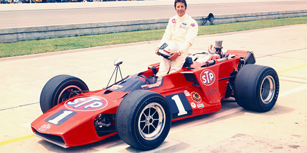 Mario Andretti after qualifying his #1 STP McNamara 500 for the 1970 Indy 500. Copyright Indianapolis Motor Speedway. Copyright permissions granted for non-commercial use by Indianapolis Motor Speedway. Mario Andretti after qualifying his #1 STP McNamara 500 for the 1970 Indy 500. Copyright Indianapolis Motor Speedway. Copyright permissions granted for non-commercial use by Indianapolis Motor Speedway.