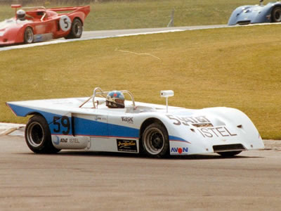 Chris Chiles in his Chevron B19 at Dinington Park in July 1990. Copyright Jeremy Jackson 2009 . Used with permission.