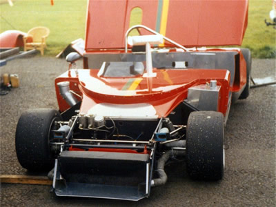 Don Shead's Chevron B16 Spyder at Silverstone in October 1985. Copyright Jeremy Jackson 2009. Used with permission.