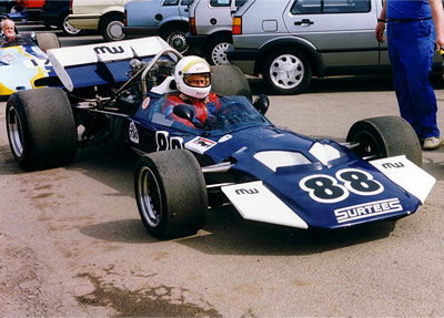 Mike Whatley's Surtees TS8 '014' at Mallory Park in May 1994. Copyright Jeremy Jackson 2003. Used with permission.