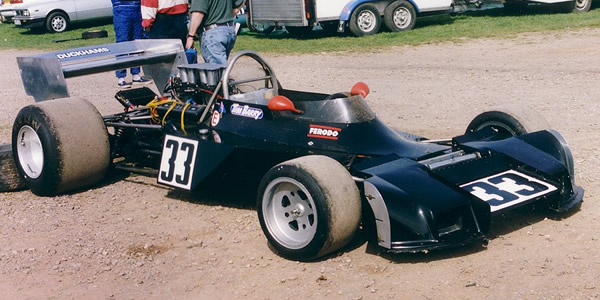 Tim Barry's ex-Ian Ward Trojan T102 at Mallory Park in May 1994.  Copyright Jeremy Jackson 2001.  Used with permission.