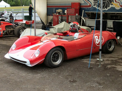 Mark Simpson's ex-de Lespinay Brabham BT8 replica at an historic race at le Circuit Mont-Tremblant in 2004. Copyright Tom Johnston 2004. Used with permission.