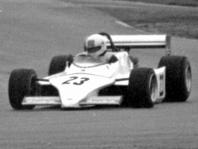 Gary Gibson in the Chevron B56 at Oulton Park in October 1982. Copyright Steve Jones 2022. Used with permission.