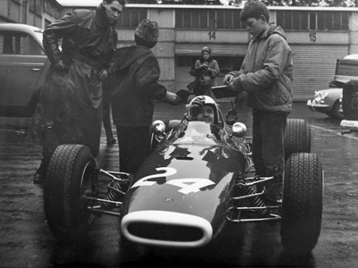 Ian Raby in his Brabham BT14 for the Eifelrennan at the Nürburgring in April 1967. Copyright Udo Klinkel 2025. Used with permission. Ian Raby in his Brabham BT14 for the Eifelrennan at the Nürburgring in April 1967. Copyright Udo Klinkel 2025. Used with permission.