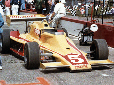Mike Mosley's Sugaripe Prune Lightning at Pocono in 1977. Copyright Jim Knerr 2020. Used with permission. Mike Mosley's Sugaripe Prune Lightning at Pocono in 1977. Copyright Jim Knerr 2020. Used with permission.
