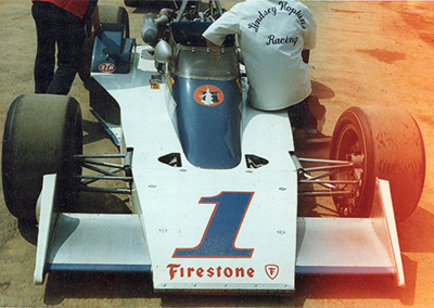 Lindsey Hopkins Racing's Riley Indycar at
the 1974 Indy 500. Copyright Jim Knerr 2020. Used with permission. Lindsey Hopkins Racing's Riley Indycar at
the 1974 Indy 500. Copyright Jim Knerr 2020. Used with permission.