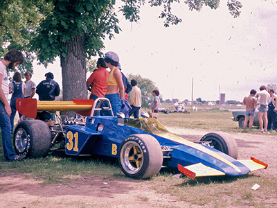 Chuck Dietrich's Brabham BT40 at Blackhawk Farms in 1973. Copyright Clark Lance 2022. Used with permission.
