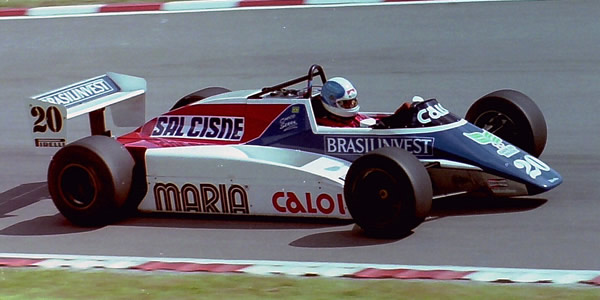 Chico Serra in the Fittipaldi F9 during practice at the British GP in 1982, the car's first appearance. Copyright Martin Lee 2017. Used with permission.