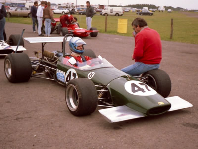 Adrian Thomas at Silverstone for a HSCC race in September 1986 with Brabham BT23C-12. Copyright Keith Lewcock 2015. Used with permission.