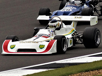 Paul Tonkin in his Chevron B29 at the 2021 Silverstone Classic. Copyright Keith Lewcock 2021. Used with permission.