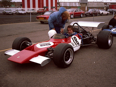 Ian Giles in his Cosworth FVA-engined Lotus 69 at Silverstone in September 1987. Copyright Keith Lewcock 2010. Used with permission.