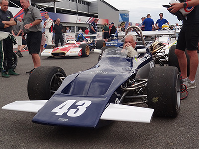 Neil Shinner in his Formula Atlantic-specification March 712 at the 2019 Silverstone Classic. Copyright Keith Lewcock 2023. Used with permission.