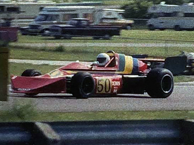Glenn Guerra in his ex-Chip Mead March 75B at Road America in 1976. Copyright Jeff Luebker 2021. Used with permission.