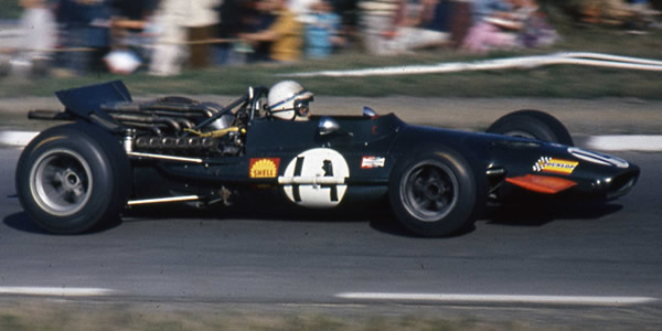 John Surtees on his way to the BRM P139's best result, third place at the 1969 US Grand Prix. Copyright Norm MacLeod 2017. Used with permission.